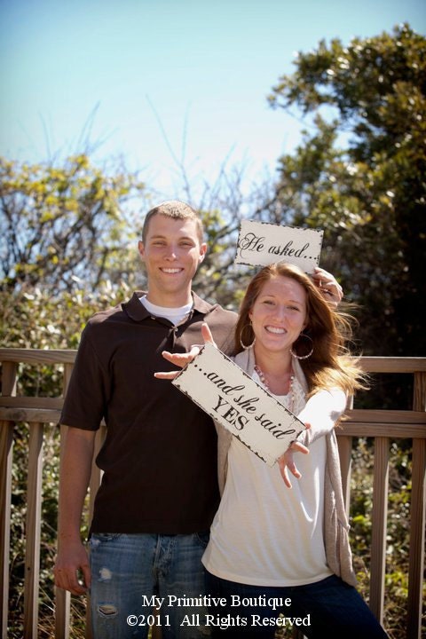HE ASKED...She said YES Set, Save the Date Sign, Photo Props,  Announcement, Engagement Photos, Wedding Cards, Photographer, Wedding Planner