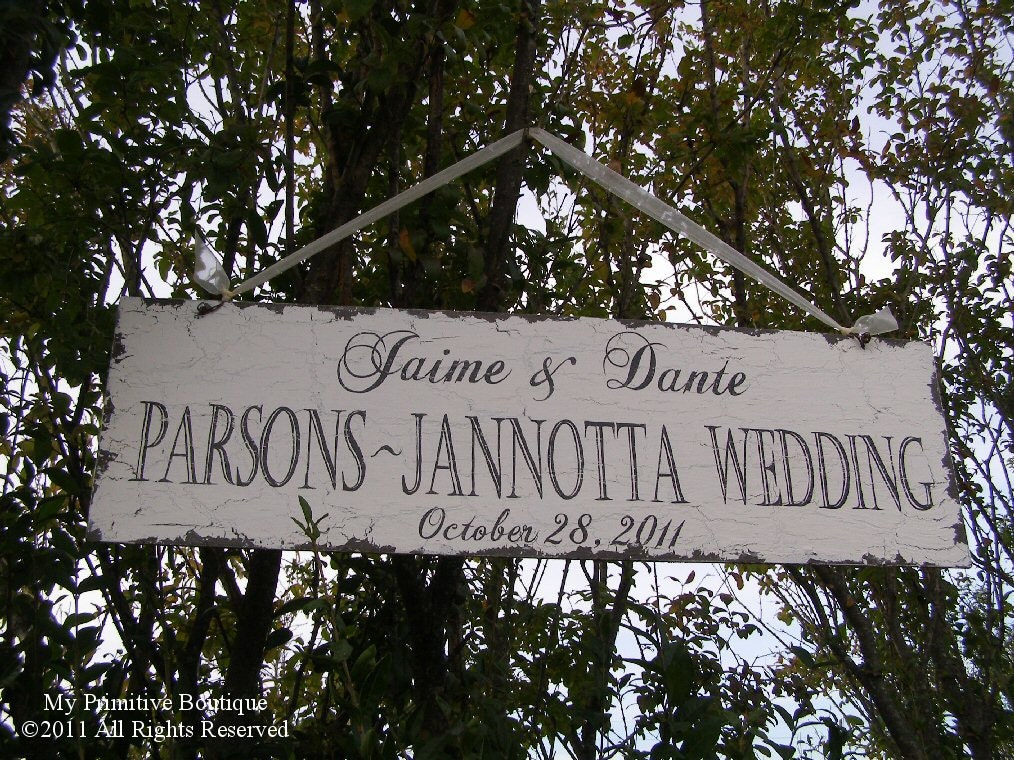 Vintage CUSTOM NAME SIGN, Shabby Chic Name Sign, Wedding Sign