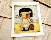 I Finally Found A Friend - 7x9 Mixed Media Giclee Print from original collage art valentine by Danita
