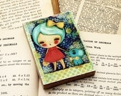 Little Blue Elephant - ACEO Giclee Reproduction Mounted On Wood Block by Danita Art (2.5  x 3.5 Inches Print)