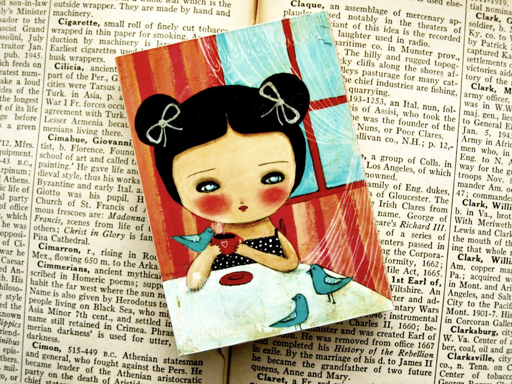 Morning coffee  - ACEO Giclee Reproduction Mounted On Wood Block by Danita Art (2.5  x 3.5 Inches Print)