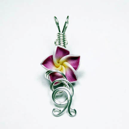 Made to Order - Design 02 - Aromatherapy Wire Wrapped  Polymer Clay Tropical Flower Bead PERFUME Pendant