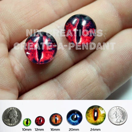 10mm Evil Red Dragon Handmade Glass Taxidermy Eyes Cabochons for Steampunk Jewelry and Pendant Making