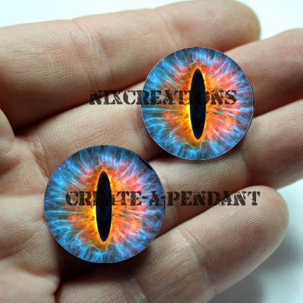 16mm Blue Fire Dragon Glass Taxidermy Doll Eyes Cabochons for Steampunk Jewelry and Pendant Making