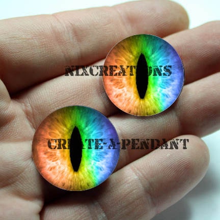 20mm Rainbow Evil Reptile Dragon Glass Taxidermy Doll Eyes Cabochons for Steampunk Jewelry and Pendant Making