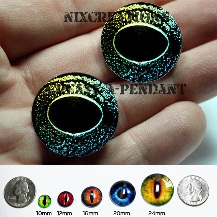 16mm Yellow Green Reptile Frog Glass Taxidermy Eyes Cabochons for Steampunk Jewelry and Pendant Making