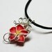 Perfume Pendant - PREMADE - Aromatherapy Wire Wrapped Red Polymer Clay Tropical Plumeria Flower