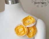 Bright yellow handmade flower filled with Swarovski crystals. For your wedding and life.