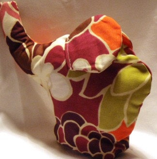 Elephant fabric doorstop pink and orange floral pattern