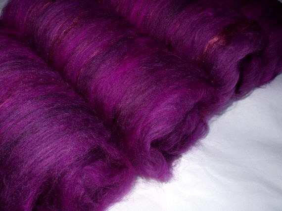Extra fine drum carded merino wool/silk batts, for handspinning and felting, 7.8oz/222g