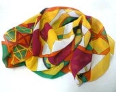 Vintage Sheer MOD Colors Square Head Neck SCARF