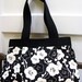 Audrey Handbag - Black and cream cherry blossoms