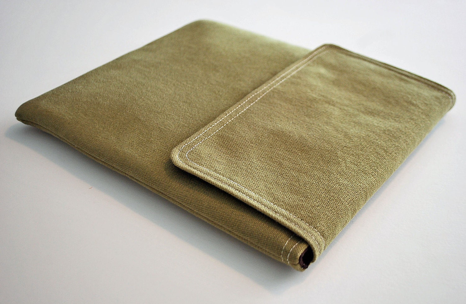 Ipad case / Ipad sleeve / Ipad bag / padded bag for tablets / net books--- Brushed canvas  in asparagus