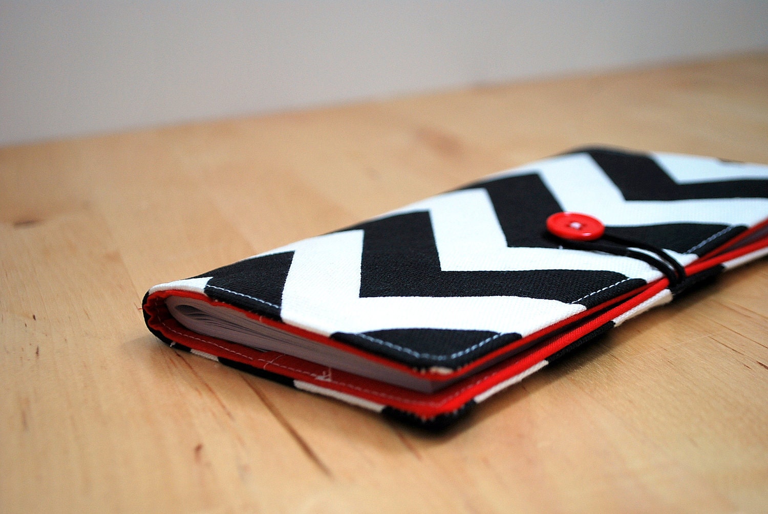 Weekly / Monthly planner with cover / 2012 calendar --- Chevron stripes black and white ( one of a kind )