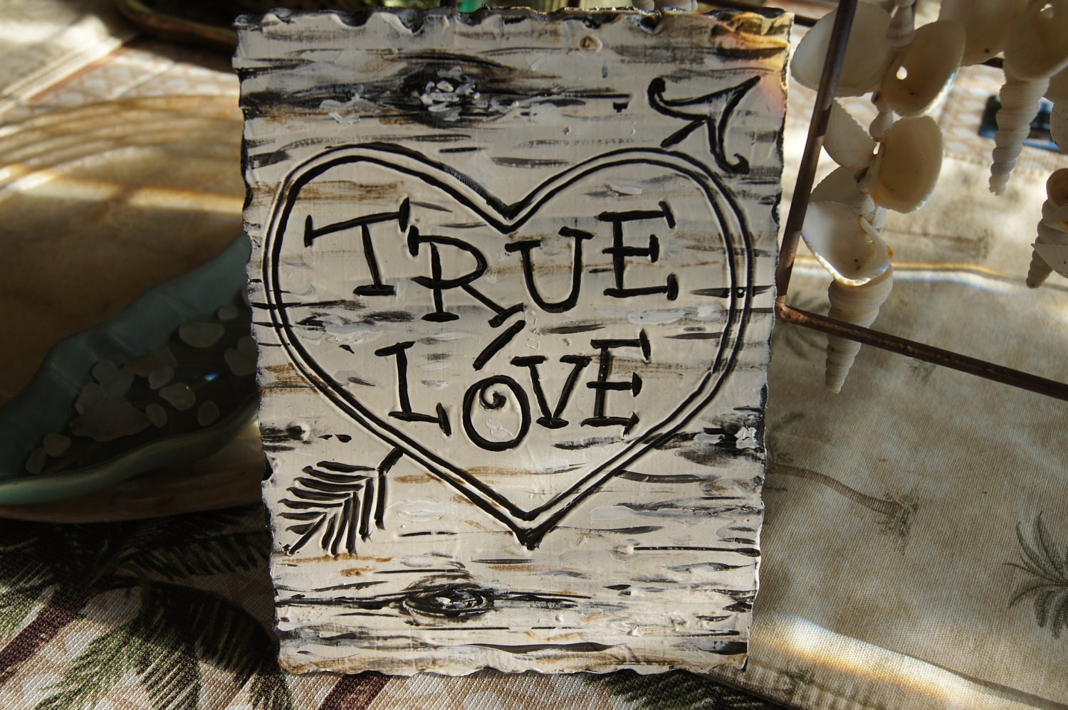 Beautiful Birch Tree Carved Plaque - Personalized Carved Heart in Tree Keepsakes Tile - Weddings, Anniversaries, Any Occasion