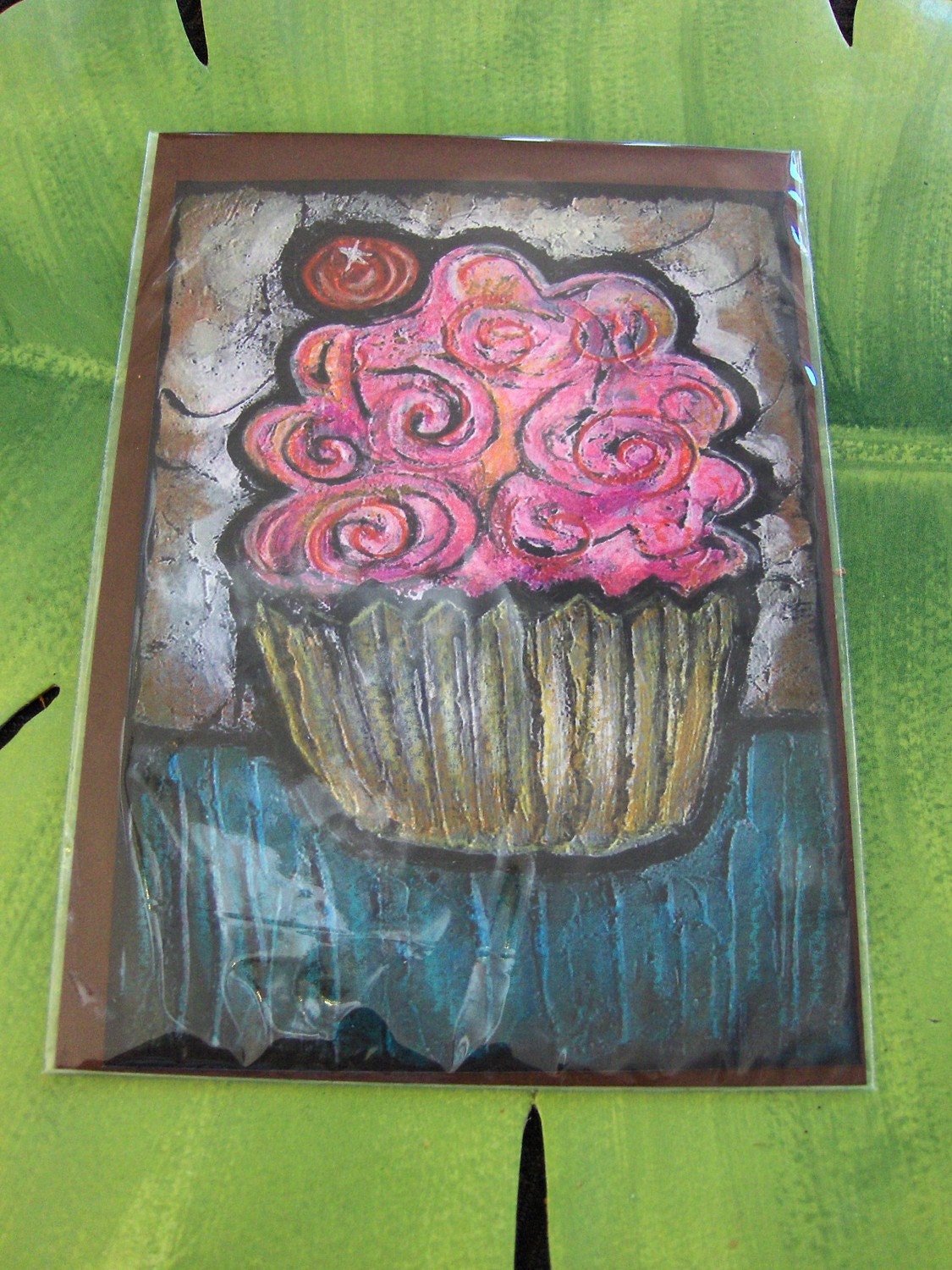 Fat Albert Cupcake - Print from Original Wood Block Painting img