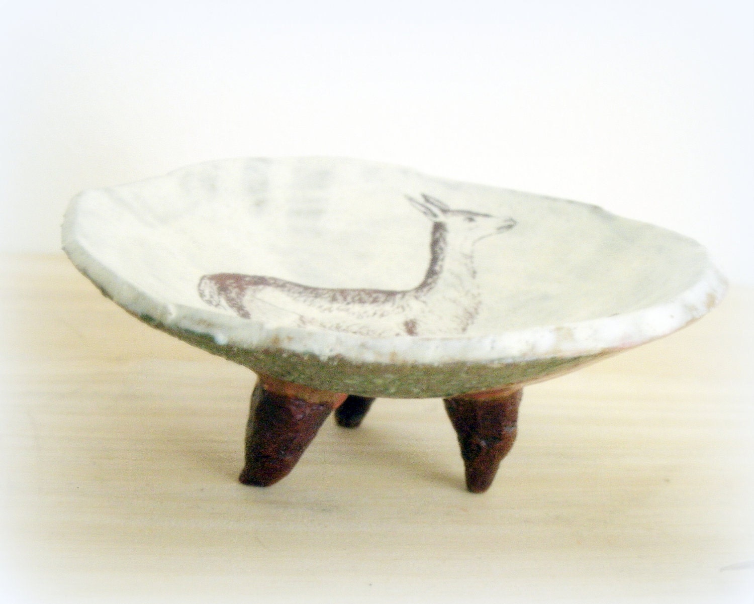 Rustic Llama Stoneware Art Bowl or Trinket Dish