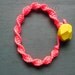 Neon Pink Friendship Bracelet Lemon Yellow Geo Bead Closure - Macrame