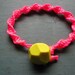 Neon Pink Friendship Bracelet Lemon Yellow Geo Bead Closure - Macrame