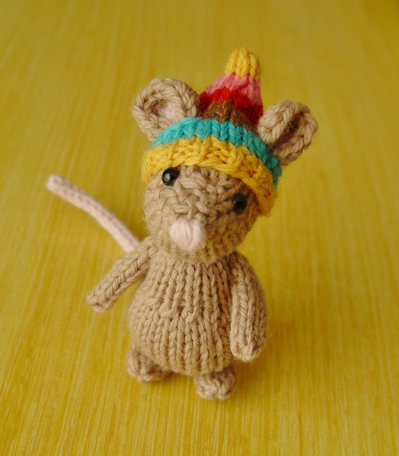 Little winter mouse, knitted wool stuffed mouse