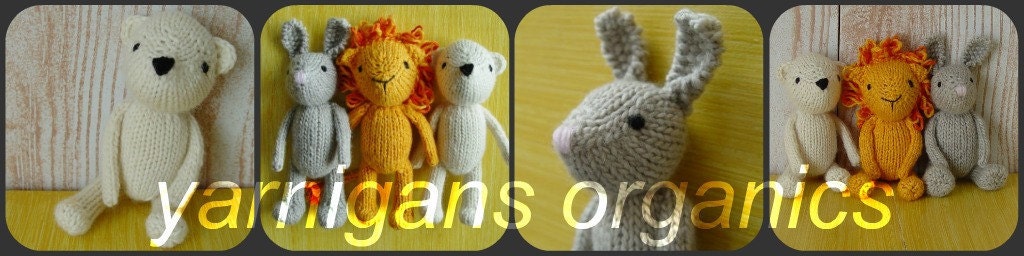 Yarnigans Organics - lion in yellow and orange cotton