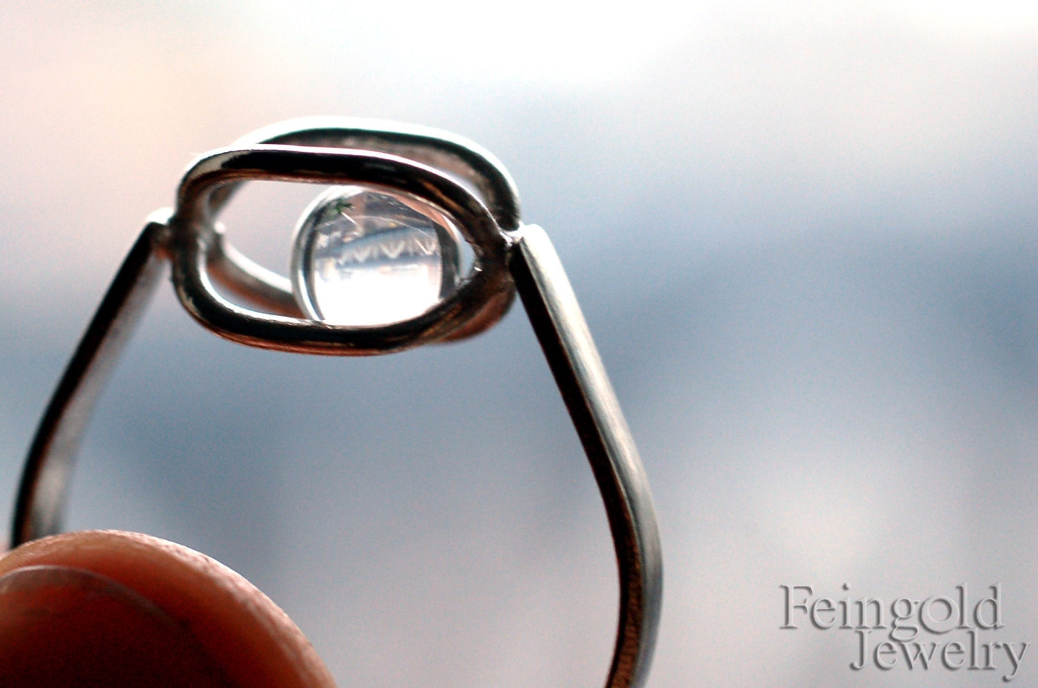 Gravity Collection: Sterling Silver Ring with Floating Crystal (SIZE 7)