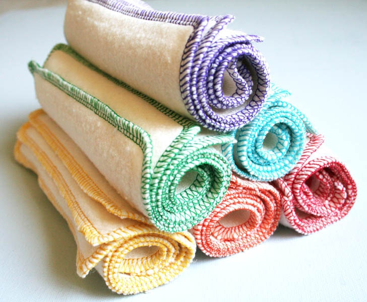 organic baby wipes, cloth diaper wipes, eco-friendly washcloths: hemp organic cotton fleece 18 pk Rainbow
