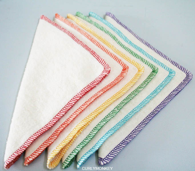 organic baby wipes, family washcloths: hemp cotton fleece 12 pk Rainbow