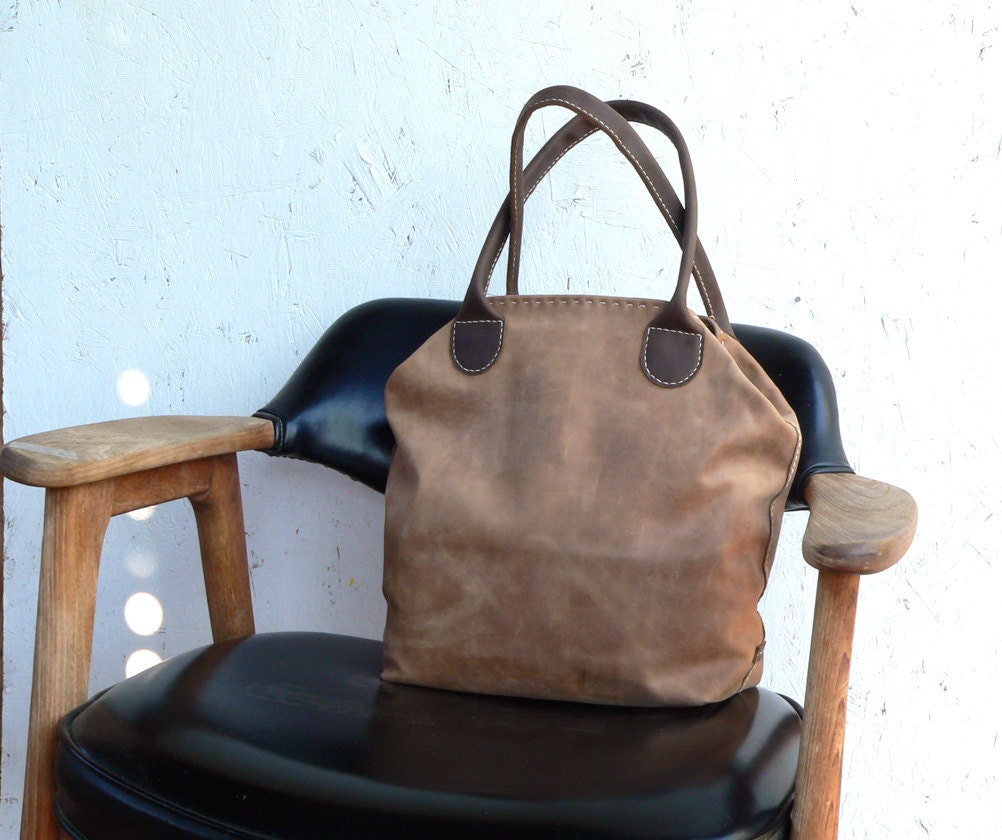 Leather Tote Bag / Satchel - leather hand stitched bag Feral Empire