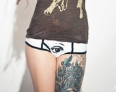 brief, womens underwear, white boyshort, women panties, panty, 1AEON Cotton/Spandex Boyfriend Brief with Eye print- size M