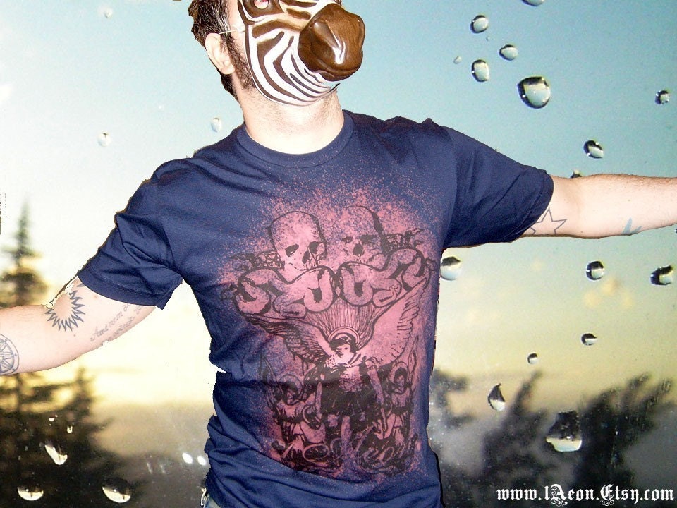 1AEON METAL Navy color mens t-shirt - size L