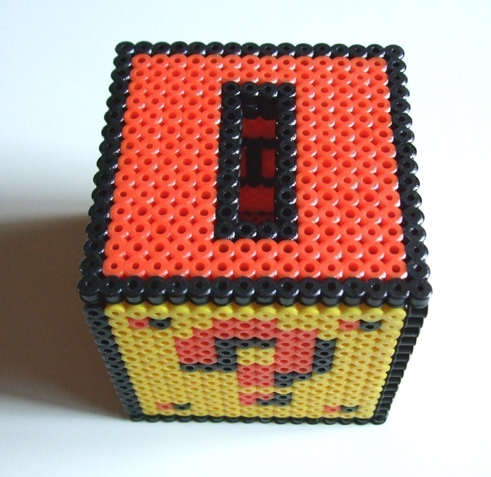 Coin Block Bank - Nintendo Super Mario Bros Perler Bead Piggy Bank