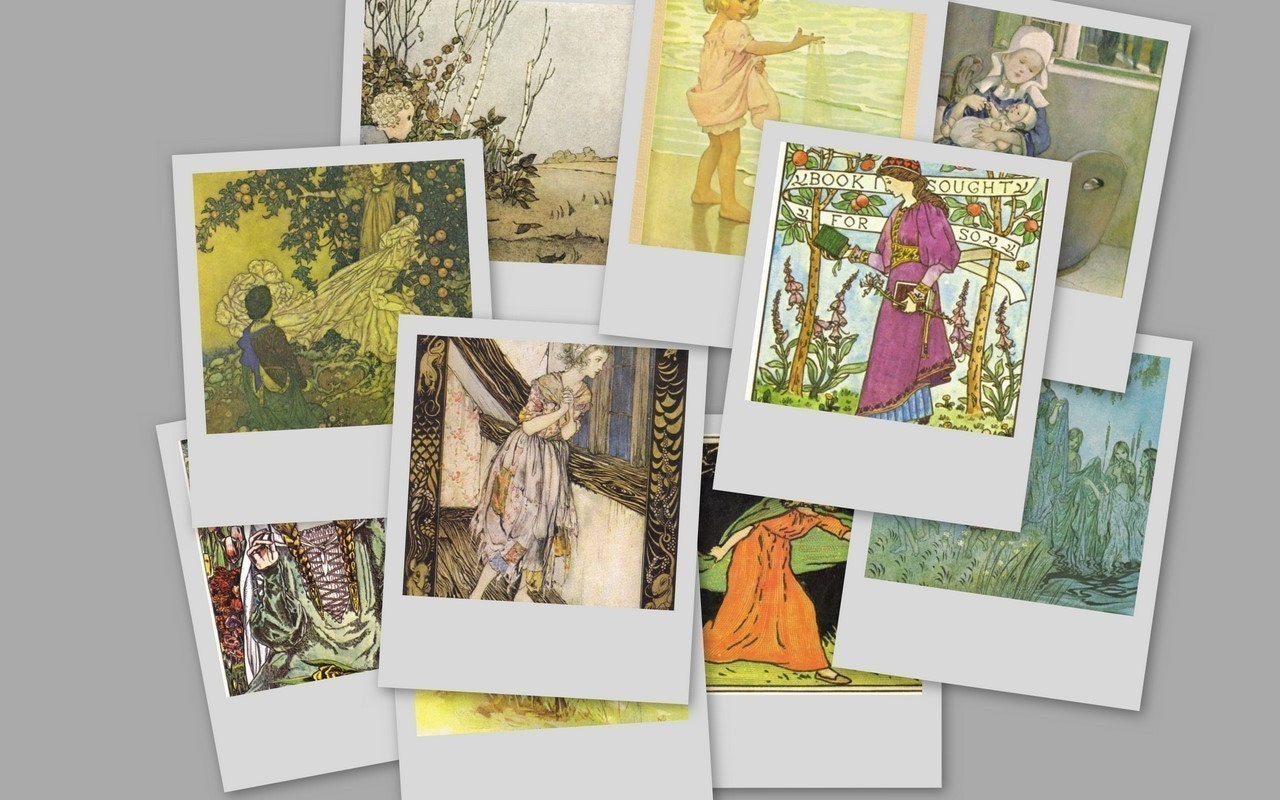 March by Kate Greenaway--Green Tiger Press Vintage Postcard 5 x 7