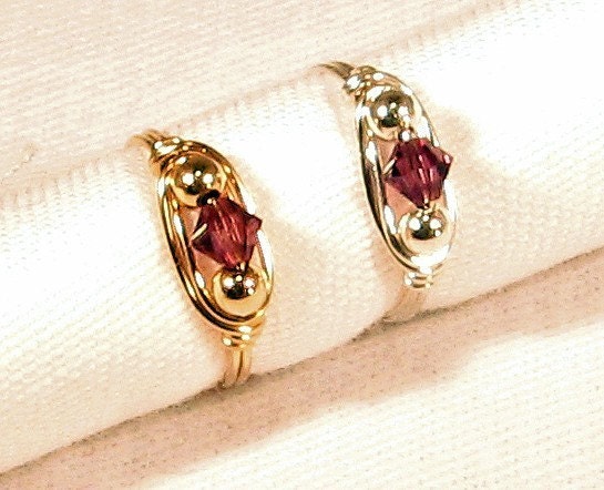 February Birthstone Amethyst Swarovski Crystal Ring