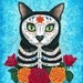 Day of the Dead Cat Art Gothic Mexican Skull Fantasy Cat Art Print 12x16