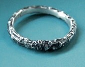 Sterling Silver Twig Ring - Narrow Pine Branch - READY TO SHIP - size 4.25