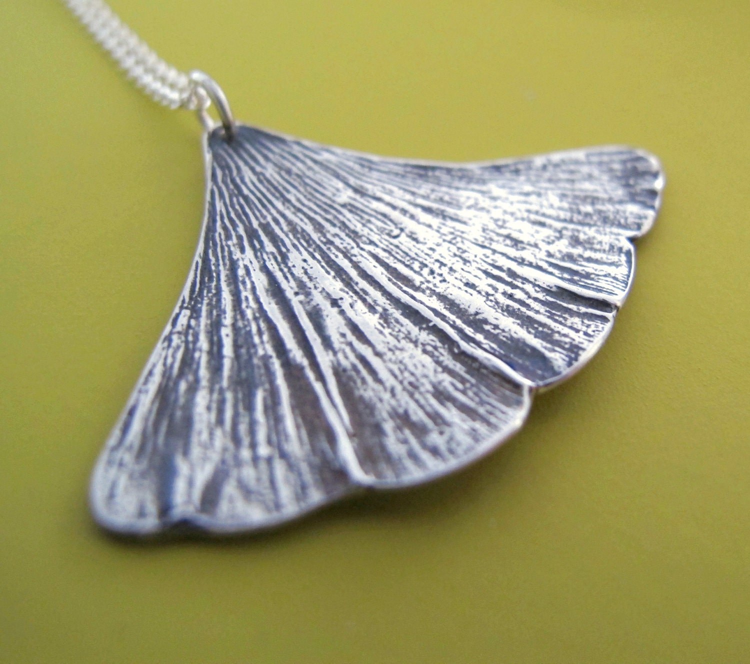 Sterling Silver Ginkgo Leaf Necklace