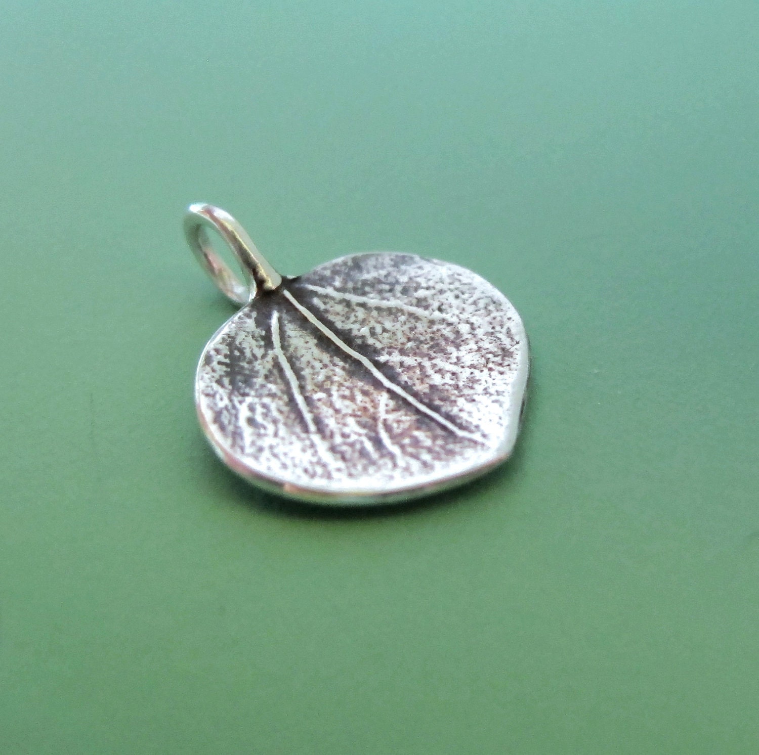 Sterling Silver Leaf Charm - Tiny Aspen