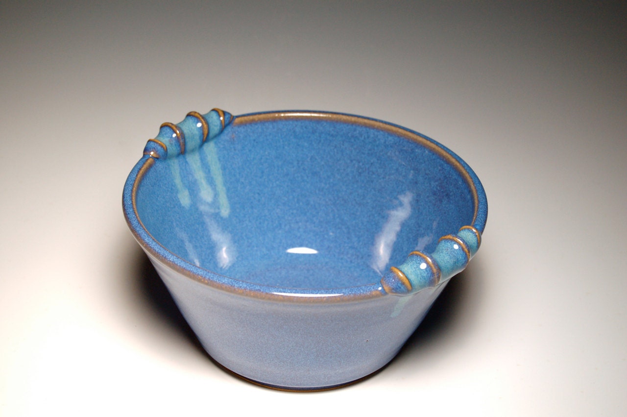 Round Handled Casserole - Blue and Teal Pottery