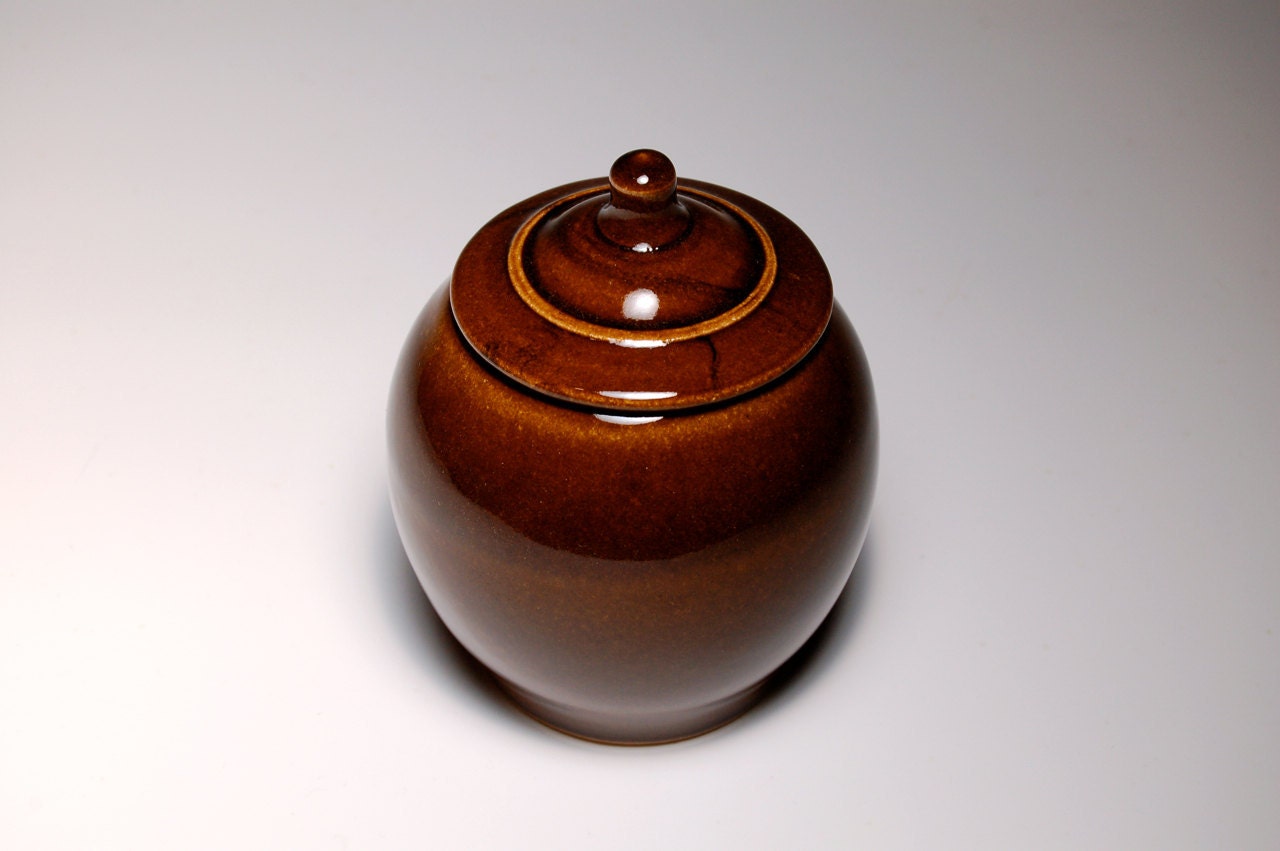 Sugar Bowl - Brown and Teal Pottery