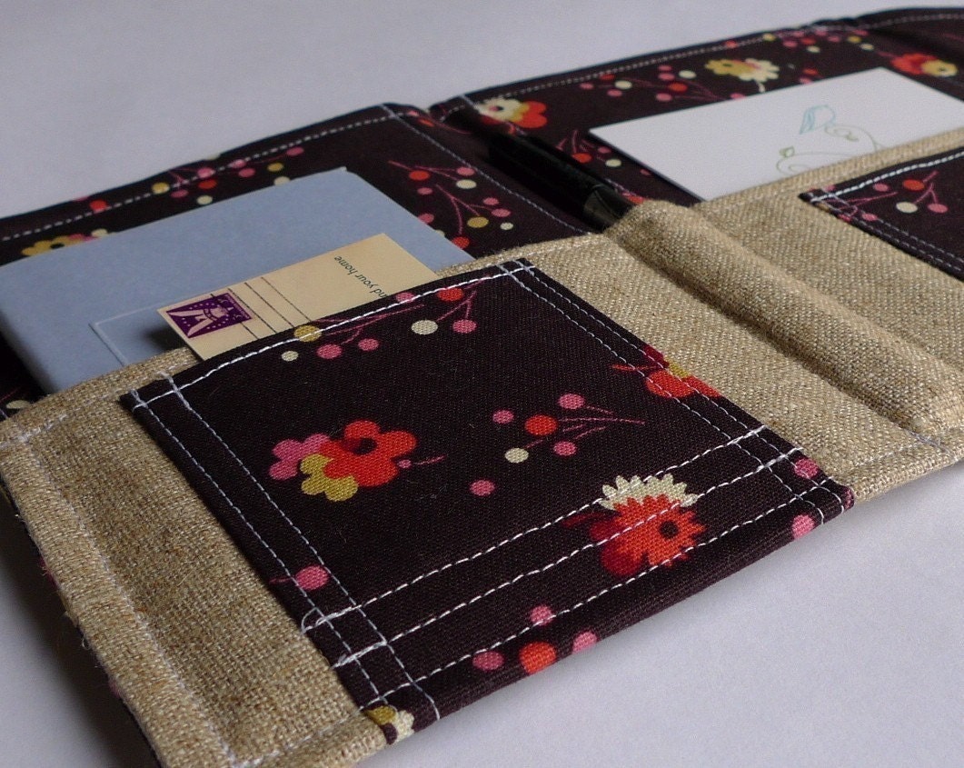 BACK IN STOCK Stationery Clutch/ Coupon Organizer/ Passport Wallet In Touch Clutch (tm) in Chocolate Posies