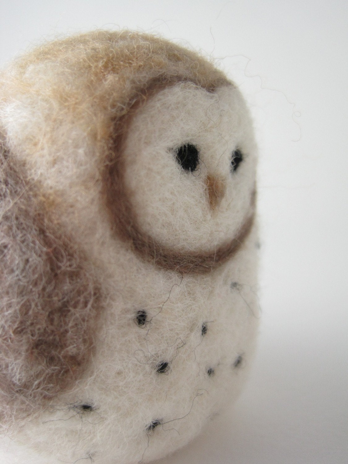 FREE SHIPPING - Barn Owl Needle Felted Wool Sculpture
