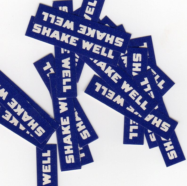 20pcs Tiny SHAKE WELL LABELS 1950s Vintage Pharmacy Ephemera