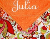 Personalized Baby Girl Blanket , Baby Girl Blanket - Mirabelle and Minky