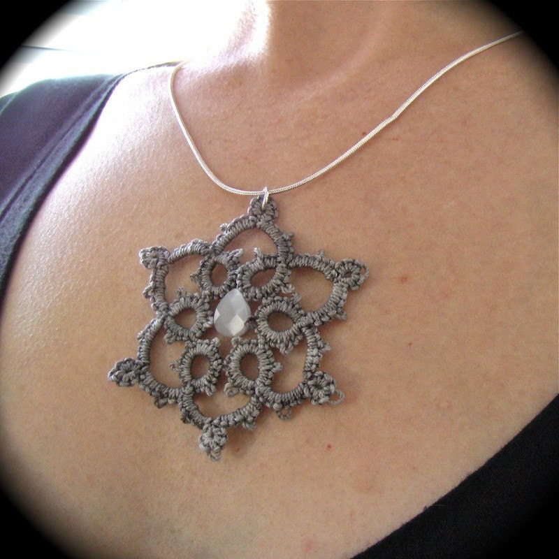 Tatted Snowflake Pendant Necklace - A Day So Gray