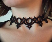 Tatted Lace Choker Necklace - Gothic Cameo Lace