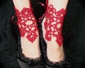 Tatted Lace Ankle Corsets - Victorious Red