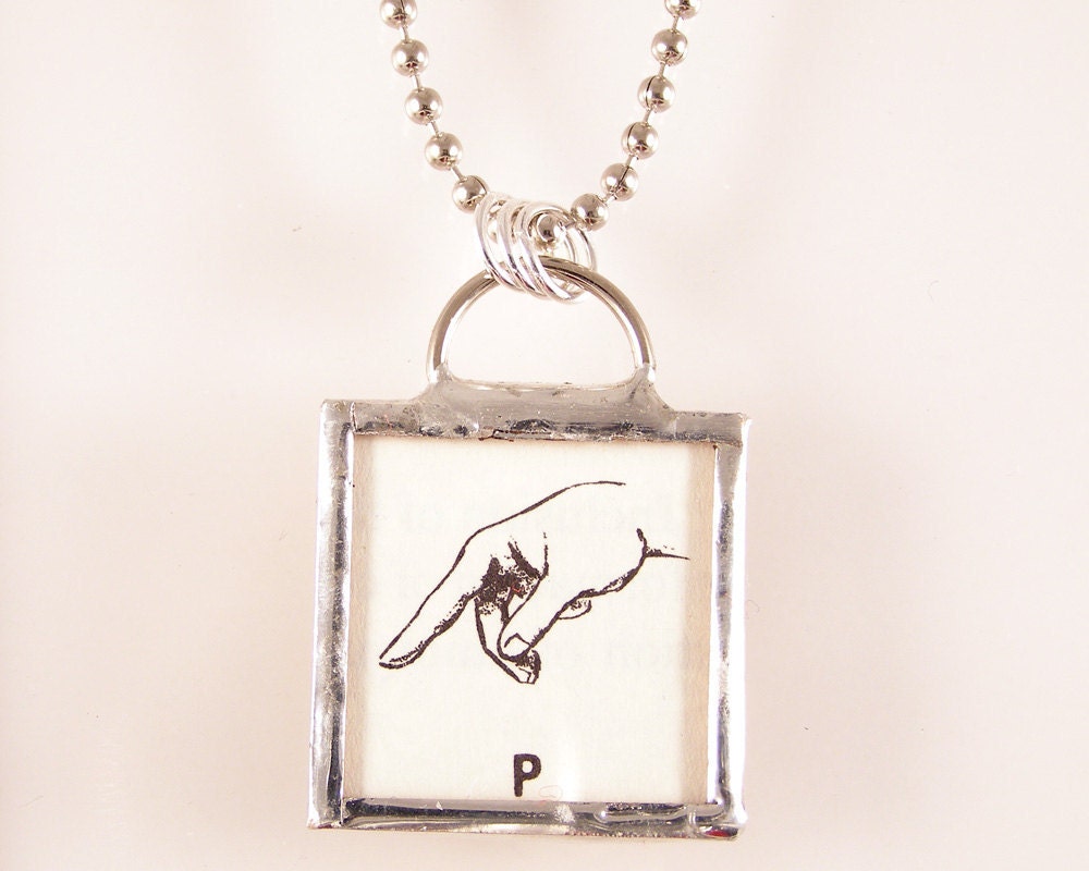 Sign Language Initial P Pendant Necklace