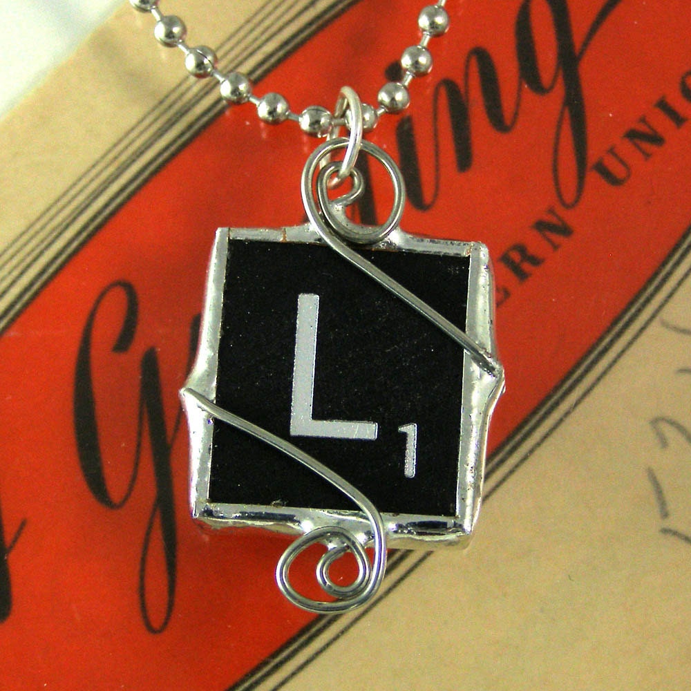 Black Letter L Scrabble Pendant Necklace