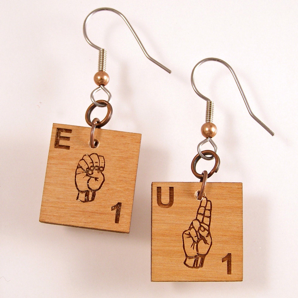 ASL Scrabble Earrings - Choose your letters